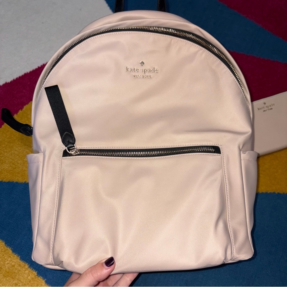 Kate Spade Chelsea Medium Warm Beige Nylon Backpack and Wallet - Picture 3 of 11